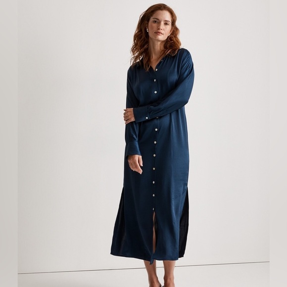 NWT Madewell Satin Button-Front Midi
Shirtdress - Picture 1 of 10